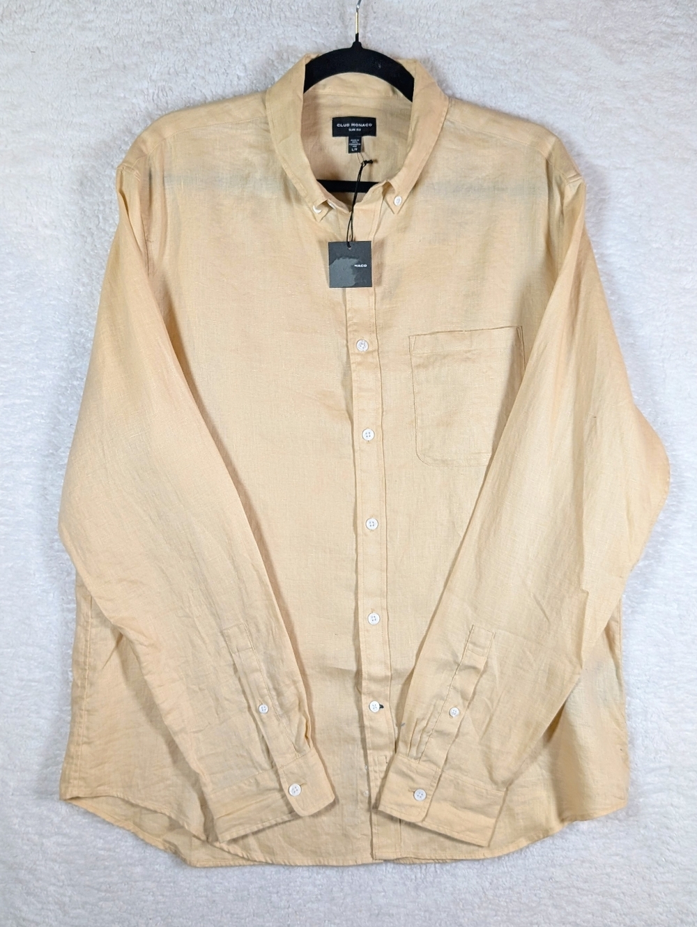 369-Club Monaco Men's Button-Down‎ 💯 Linen Shirt in Light Beige